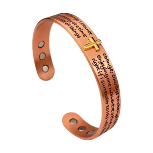 Nandudu Unisex Fashion Copper Bracelet - Vintage Copper Material Bangle with Engraving, Minimalist Faith Jewelry, Versatile Accessory, Meaningful Addition