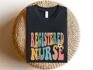 Retro Registered Nurse RN T-shirt, New Nurse Shirt, RN Nurse Gift Tees, Nurse Appreciation Short Sleeve, Nursing School Grad T-shirts.