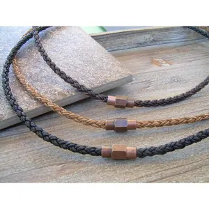 Mens Leather Necklace With Copper Toned Brass Magnetic Clasp, Copper, Magnetic Clasp,Mens Jewelry, Mens Bracelet,