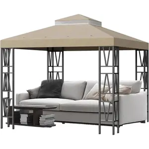 10x10 Gazebo Replacement Top Cover, Tiered Tent Top Gazebo Cover with Air Vent for, BBQ,