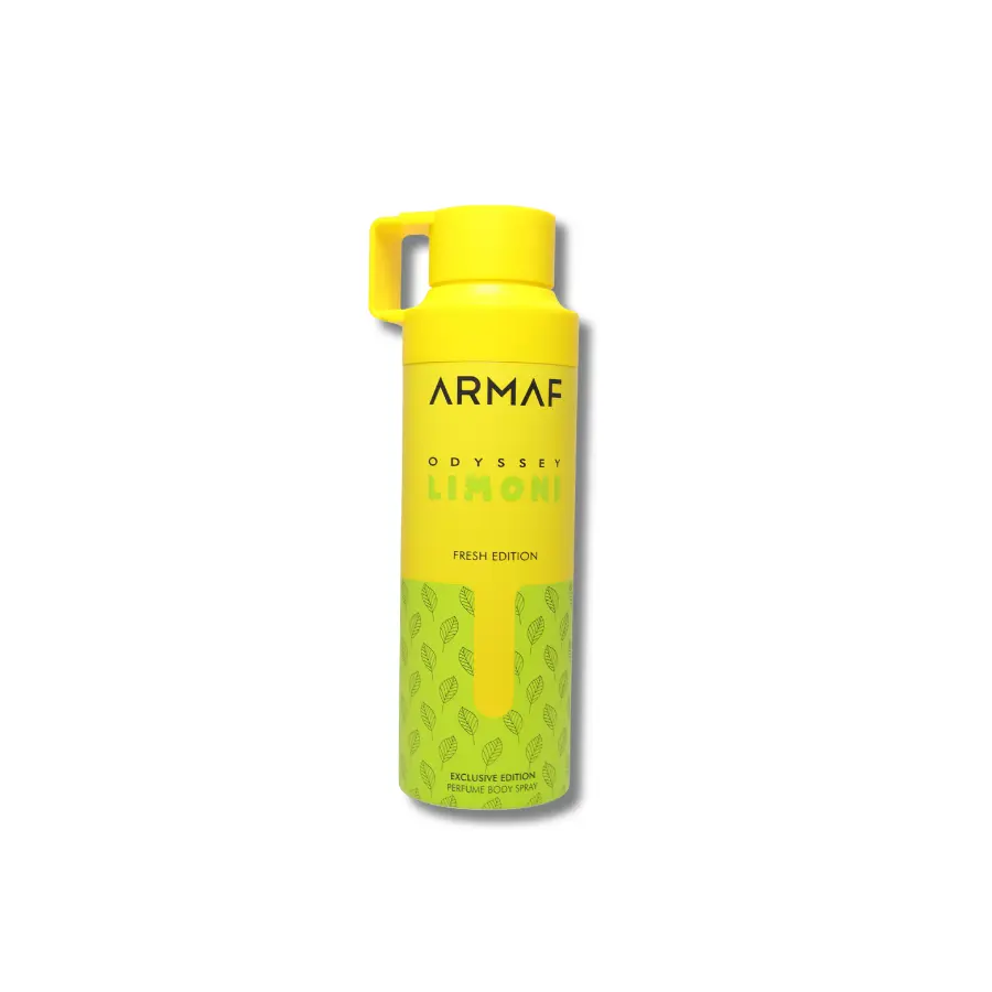 Armaf Odyssey Limoni Perfumed Deodorant Body Spray - Exclusive Lemon Scent Cosmetic Cologne for Body Care, 6.8 fl oz/200 ml, Scented, Single Item, Fragrance, Liquid