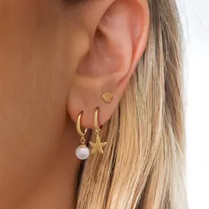 Starfish Shell Earrings for Women Beach Sea Summer Dangle Stud Earrings Cute Seashell Pearl Beachy Jewelry for Gifts