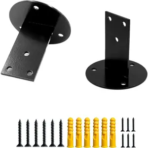 2pcs Black Handrail Bracket, Heavy Duty Stainless Steel Handrail Brackets for Staircase Stair Railing with Screws