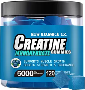 BUY RELIABLE LLC Creatine Monohydrate Gummies 5000mg 120 Vegan Sugar-Free Non-GMO Caffeinated for Muscle Growth Strength Boost - Fitness Endurance Supplement Healthcare Vitamin Dietary Supplement Fitness