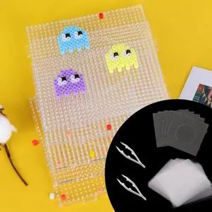 18pcs 5mm Square Fuse Beads Pegboards Plastic Beads Boards with 18pcs Ironing Paper, 2 Tweezers, New popular handicraft toys tools set (Ironing and bead are not included)