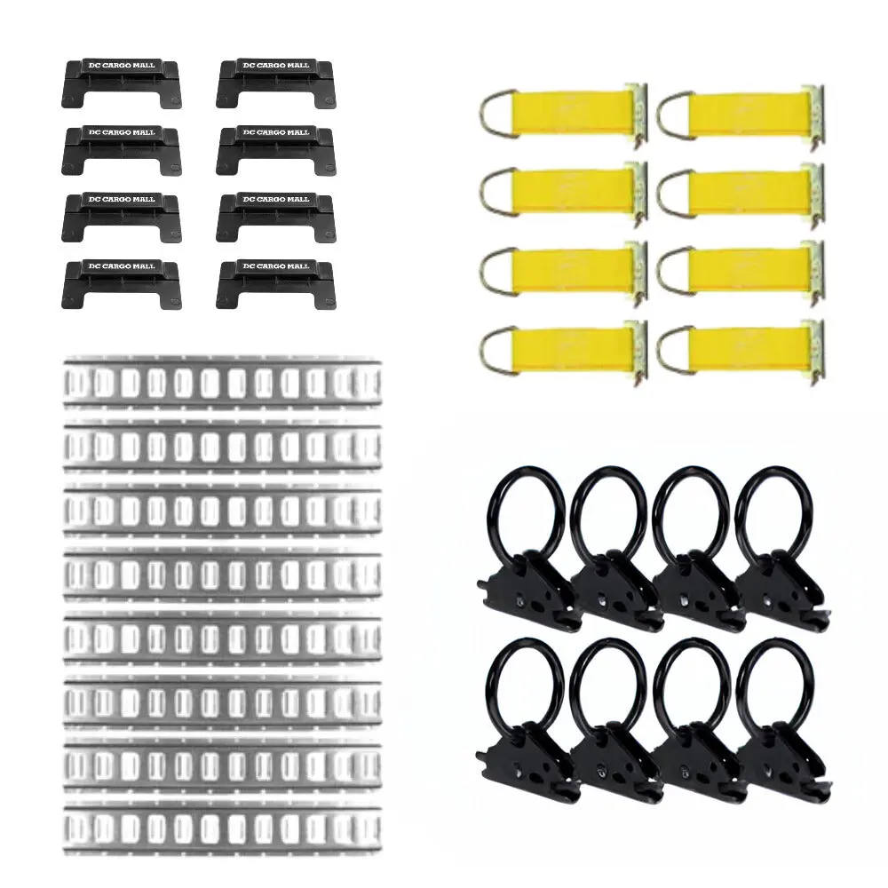 5' Galvanized E track Kit - 8 Rails + Accessories - 32 Pcs