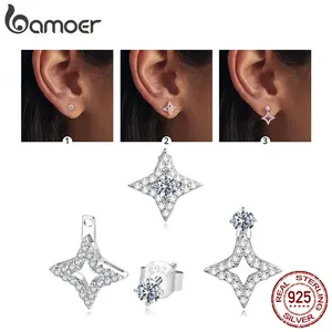 Fashion Moissanite Stud Earrings with Certificate, S925 Silver Customizable Lab Created Diamond Earrings Fine Jewelry