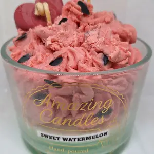 Amazing Candles Sweet Watermelon Hand-poured Candle with Seed Details