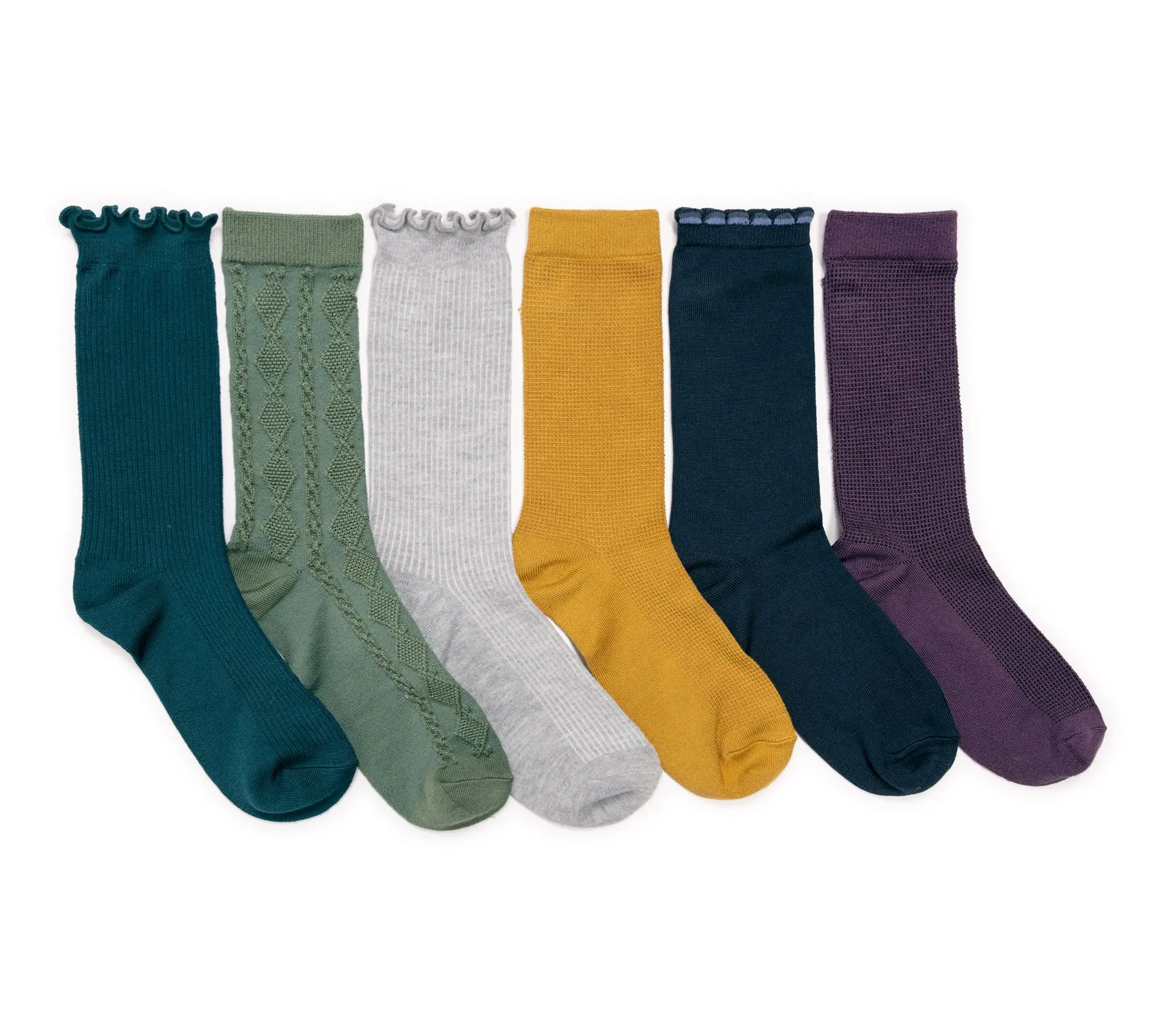 MUK LUKS Women's Set of 6 Whisper Soft 8" Crew Socks MUK LUKS Women's Set of 6 Whisper Soft 8" Crew Socks