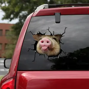 Cute Pig Pattern Car Sticker, Creative Car Decal, Car Truck Decal, Car Exterior Decoration Accessories, Vehicle Exterior Decoration for Car Window, Car Bumper, Car Door, Car Rearview Mirror