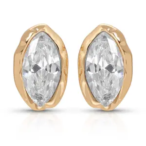 Ettika Crystal Luxe Mini Studs for Women Mini Gold Studs Clear & Emerald 18K Gold Plated CZ Dainty Earrings