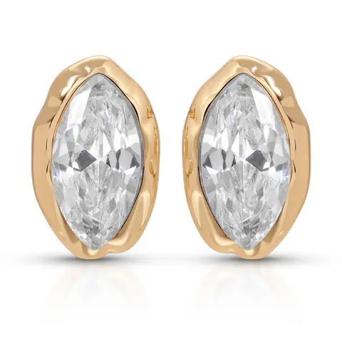 Ettika Crystal Luxe Mini Studs for Women, Mini Gold Studs Clear & Emerald 18K Gold Plated CZ Dainty Earrings