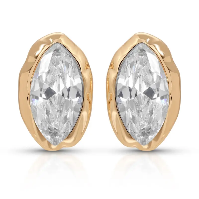 Ettika Crystal Luxe Mini Studs for Women, Mini Gold Studs Clear & Emerald 18K Gold Plated CZ Dainty Earrings