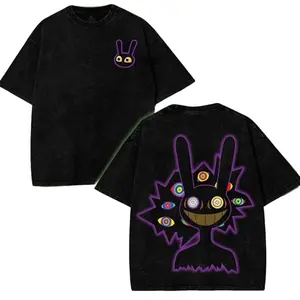 Jax V3 Inspired Digital Circus Shirt, Simple graphic tee in soft cotton, regular fit, casual black design, perfect gift for animation fans.