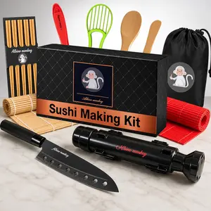 Sushi Making Kit with Pro Sashimi Knife – Roll 10+ Sushi Types – Sushi Bazooka, Bamboo + Dishwasher-Safe Mats, Nigiri Mold & Avocado Slicer Gift Box + Step-by-Step Video Guide