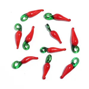 10-20pcs Red Chili Lampwork Beads Glass Beads Charm for Jewelry Making DIY Necklace Earring Handmade Material Loose Beads