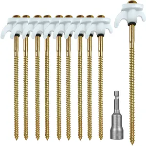 Camping windproof wonder! 10 spiral hexagonal steel nails, 20cm deep thread, as stable as a rock, white to achieve emerald green luminous 360° rotation, plastic head does not hurt hands