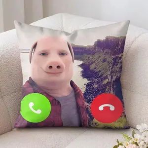 Funny John Pork Is Calling Cushion Cover Soft Short Plush Pillow Case with Double-Sided Print. Organic, breathable, and machine washable. The perfect home decor choice and a thoughtful gift for children.