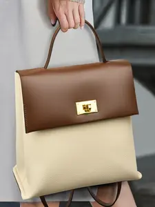 1pc  Ladies' backpacks, contrasting color handbags, Colorblock Bag, flip covers, fashionable and versatile, Trendy Commuter Bag, suitable for college students, campus work, commuting, business, shopping, ladies' backpacks