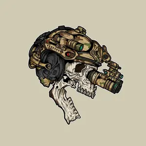 Tactical Skull Night Vision Sticker, Military Skull Operator, Dark Combat Art Style