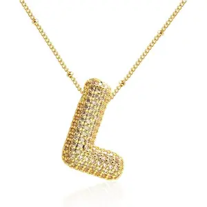 Letter Necklace for Women Bubble Initial Letter Necklace