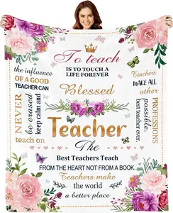 Teacher Gifts Blanket, Teacher Gifts for Women, Teacher Appreciation Gifts, Birthday Gifts for Teachers, Teachers Day Graduation Retirement Gifts for Teacher Gifts Throw Blankets 60"x50"