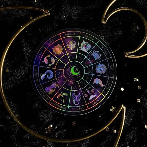 Amethystrology Zodiac Wheel Holographic Sticker by Moonstruck Crystals