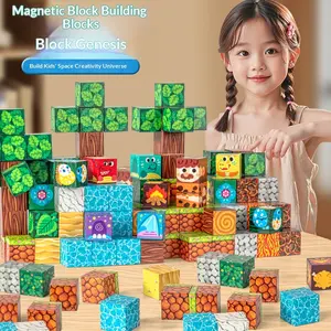 Minecraft Magnetic Blocks Building Set, Flexible Magnet Construction Toy, Creative Playset for Kids Ages 6+, Educational Gift Idea