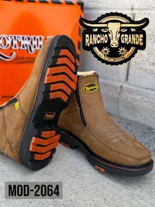 2064 Slip Resistant  Work Boots / Botas de Trabajo Zapato Double Zippers