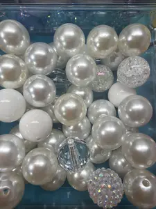 Whites 20mm 15 assorted acrylic beads