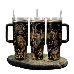 H Potter 40oz Tumbler Stainless Steel, Double Wall Insulated, With Handle – Magic Wizard Series Design, Perfect Gift for Fans, Tumbler 40oz, Gift for fan, for him, for her, Stainless Steel Tumbler