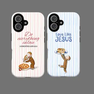 Cute Monkey Bible Verse Phone Case – Do Everything in Love 1 Corinthians 16:14 & Love Like Jesus – Christian Inspirational Covers, Aesthetic Protective Cases for Believers,for iPhone 17 to 16 Pro Max, Samsung Galaxy S21 to S24