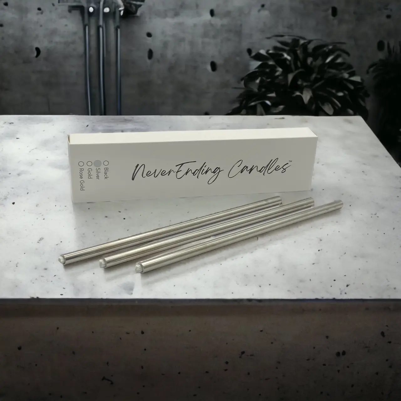 NeverEnding Candles 3 Piece Stainless Silver Flutes