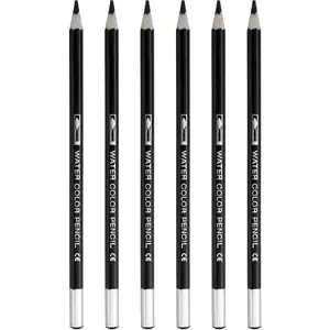 6Pcs Water Soluble Watercolor Pencils for Blending, Coloring, Sketch Drawing, Painting, Black