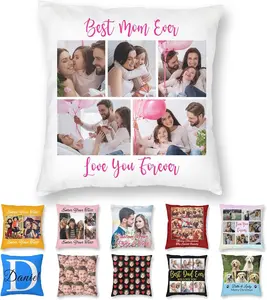 Custom Pillow Case with Picture Text Personalized Photo Pillowcase Customized Design Throw Pillow Cover for Mom Dad Friends Lovers Christmas Birthday 12"x12" B