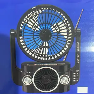 Portable AM/FM Radio with Rechargeable Fan Bluetooth USB TF Card Portátil AM/FM con Ventilador Recargable Bluetooth USB y Tarjeta TF