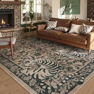 Vintage Tiger Pattern Carpet, 1 Count Non-slip Soft Floor Mat, Decorative Area Rug for Home Living Room Bedroom Hotel Dormitory, Animal Print Rug, Home Decorative Rugs