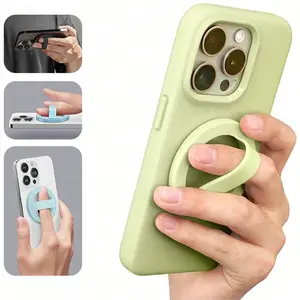 Magnetic Silicone Comfortable Round Handle Phone Stand, Compatible with Magsafe, Stable Grip, Fits iPhone, Durable and Easy to Use, Accessories