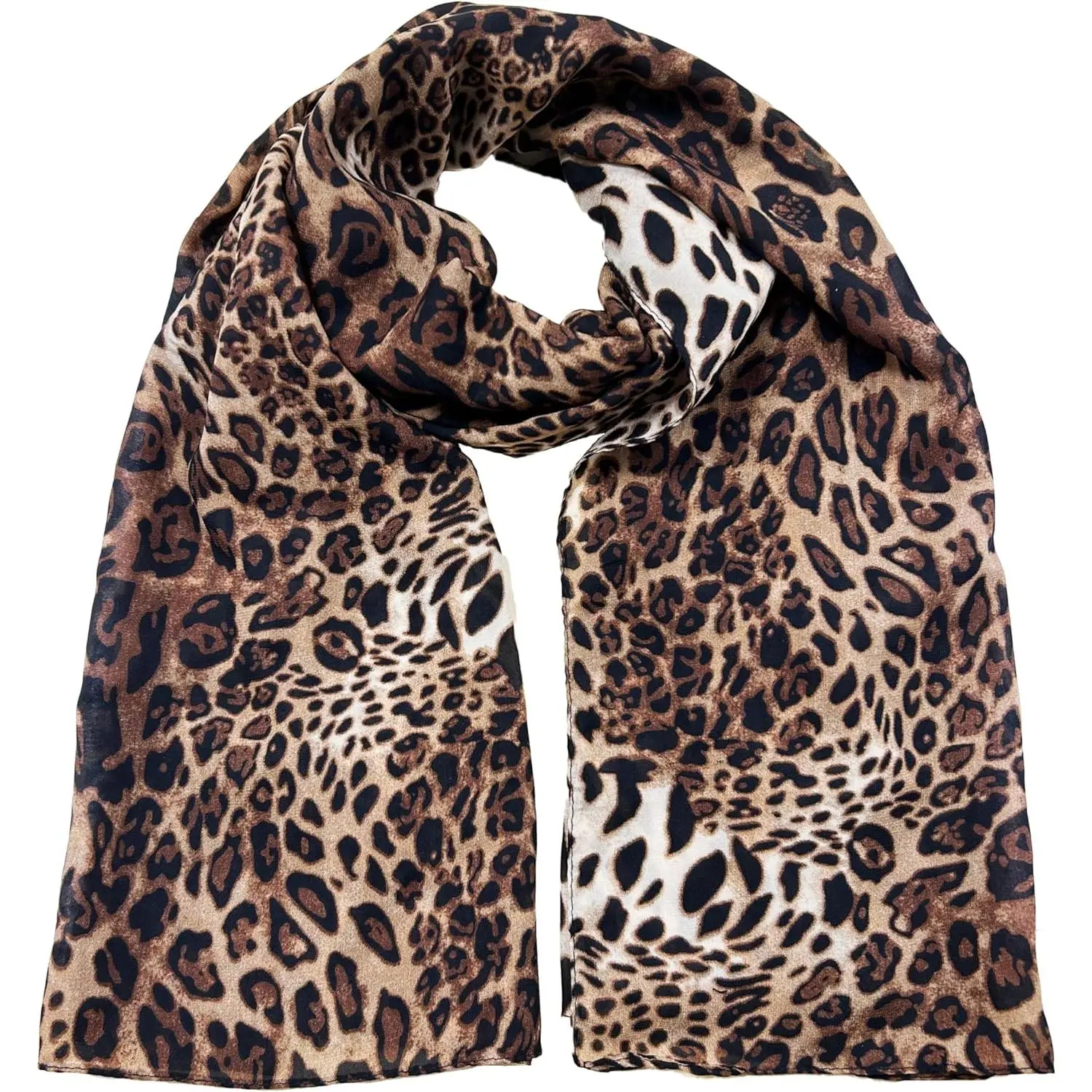 Women's Casual Leopard Print Scarf, Soft Lightweight Viscose Boho Shawl - Long Neck Scarf and Head Wrap for All Seasons, Casual Soft Shawl, Cheetah, Scarf Head Wrap
