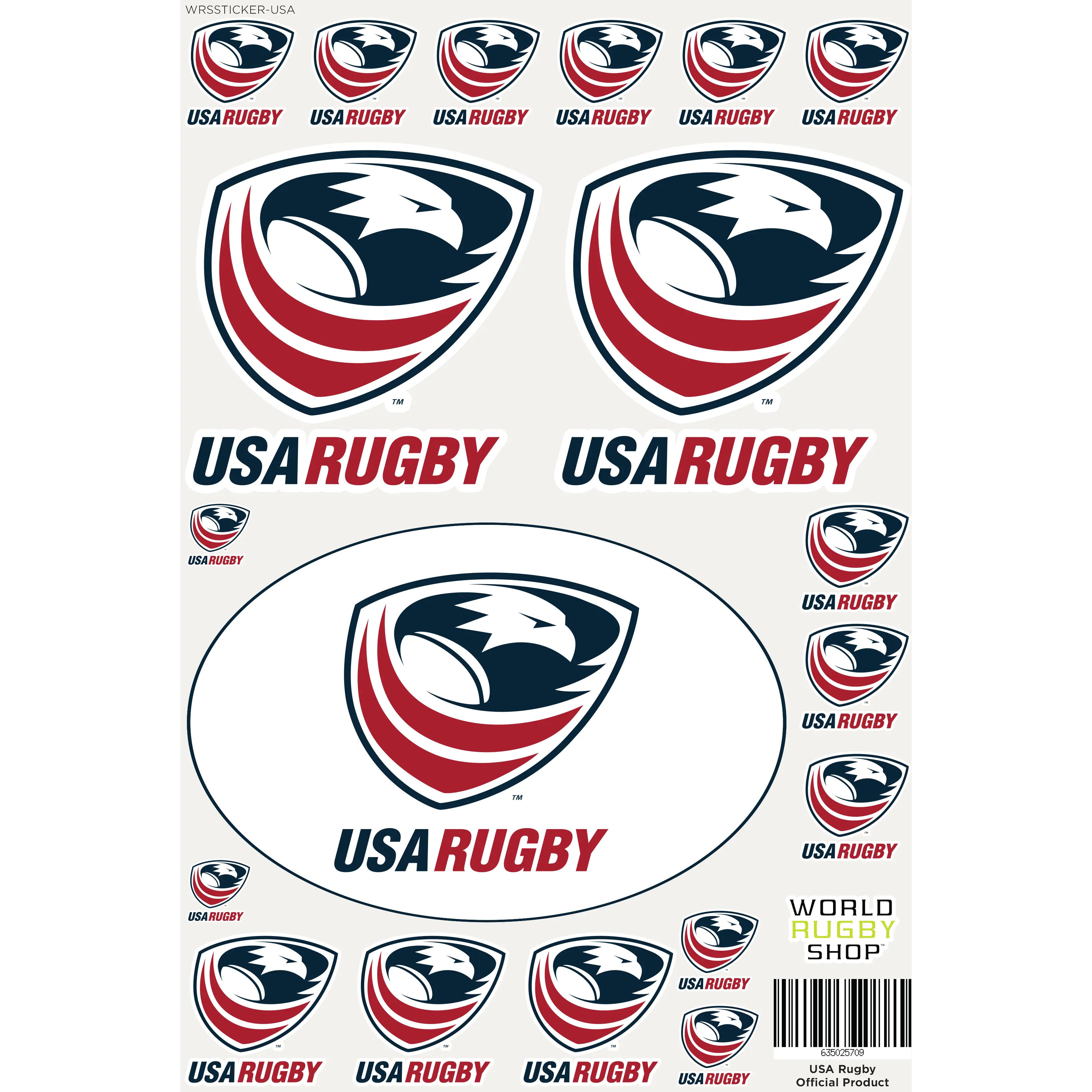 USA Rugby Sticker Sheet - 19 Stickers