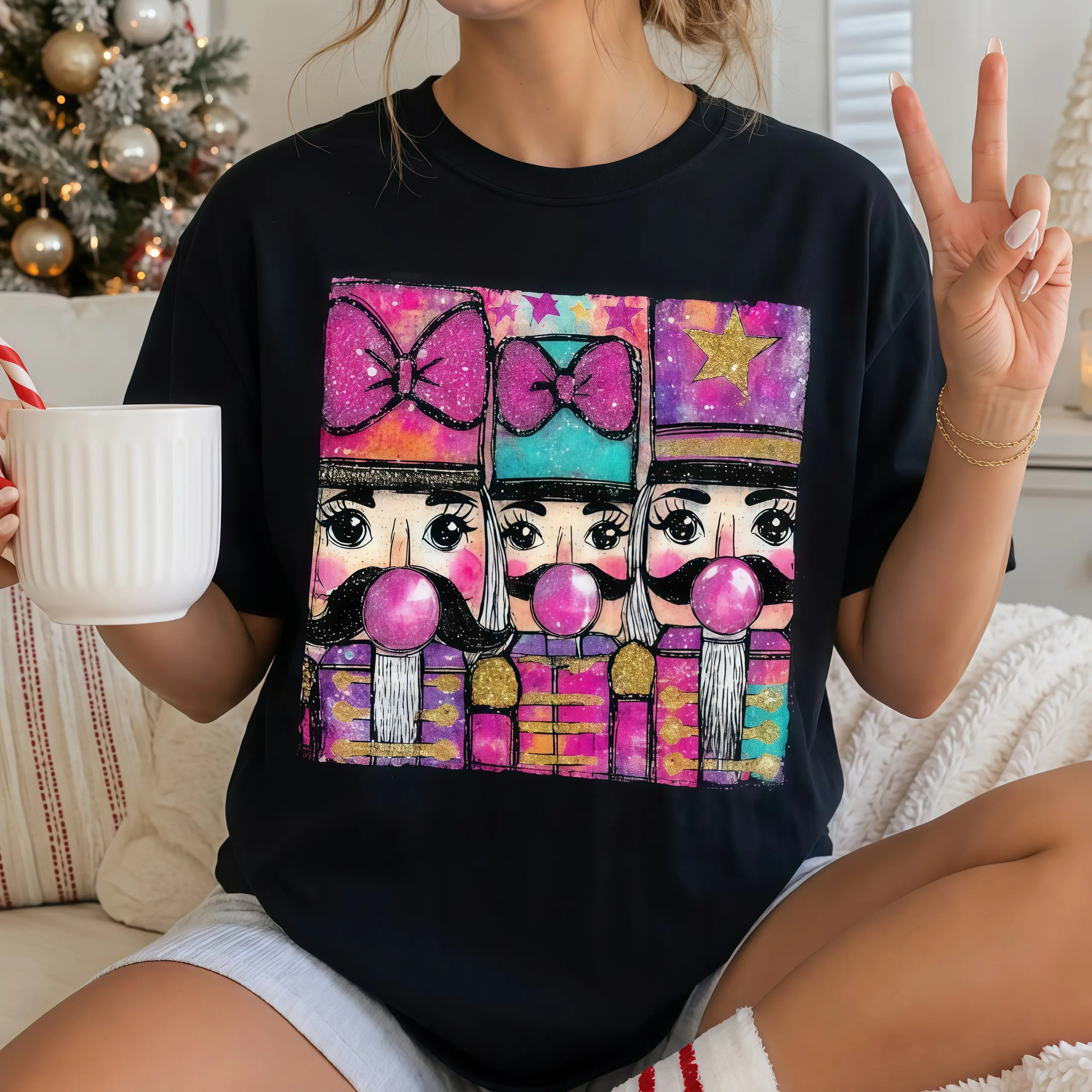 Nutcracker Graphic Shirt, Trendy Women's Christmas Tshirt, A Gift for Her, Unisex Breathable Casual Cotton Crew Neck Streetwear Top, Gifts for Men Women