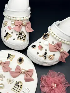 Elegant Hole Shoe Clips Set, Ballet Dancer Bow Pearl Chain Decor, Trendy Hollow Out Shoes Accessories, 14 Piece Set