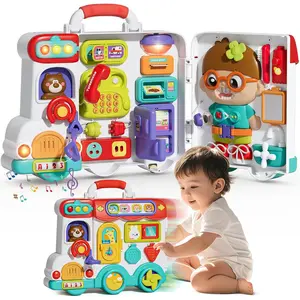 Musical Busy Board Montessori Toys for Toddler 1-3, Early Educational Montessori Toy for 1 2 3 Year Old Boys, Developmental Toy for 12-18 Month Age, Birthday Gifts Toys for 1+ Year Old Boys