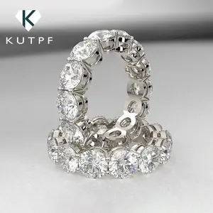 2.2 CT Moissanite Eternity Rings for Women Men 925 Sterling Silver Plated 18k Yellow Gold Diamond Engagement Ring Wedding Band