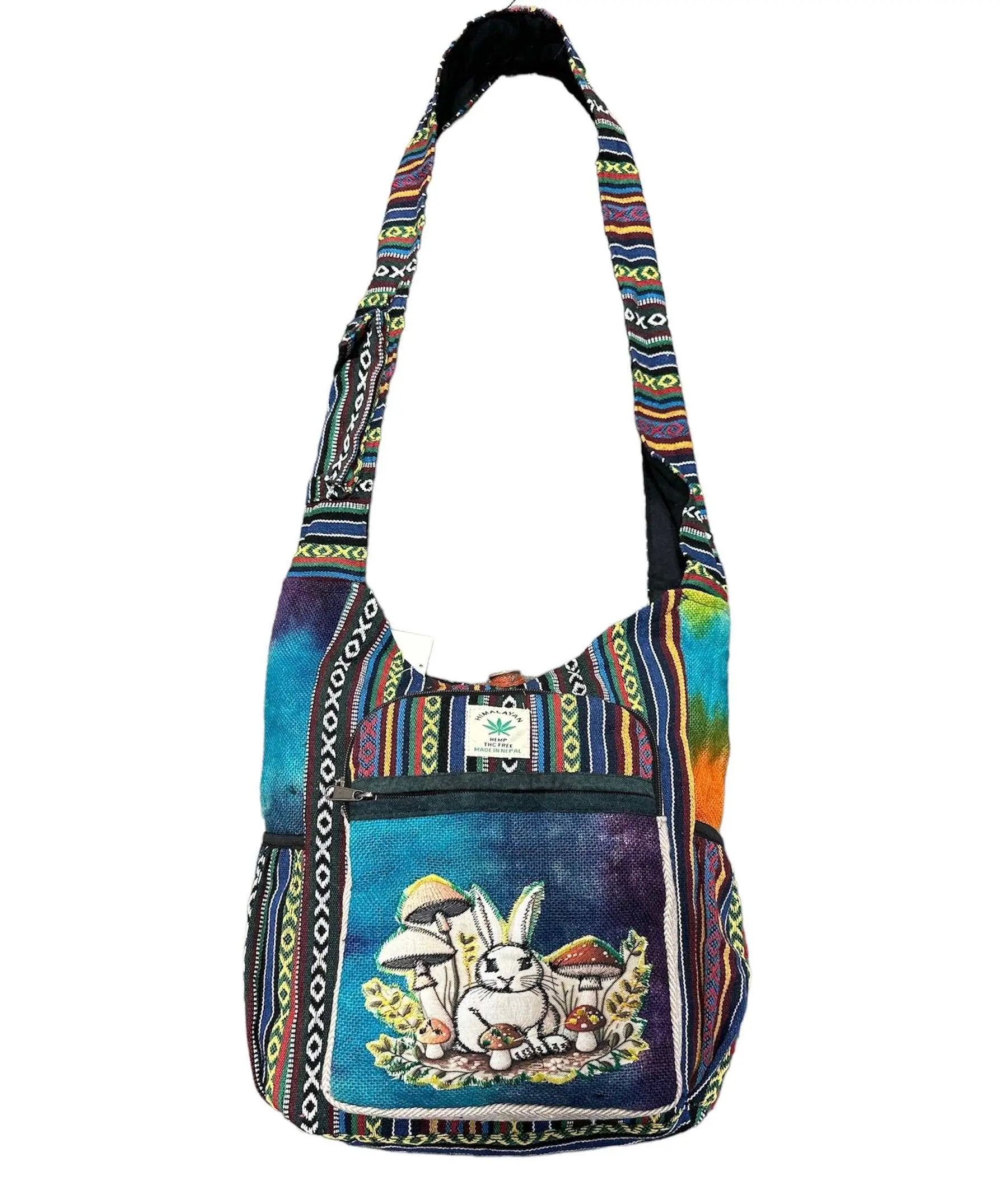 Tie Dye Side pocket  Bunny on Mushroom Bag