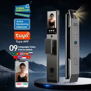 AI Biometric Smart Lock with Tuya Video Intercom, 3D Face and Palm Vein Lock, 6068 Heavy Duty Security Entry Door Lock