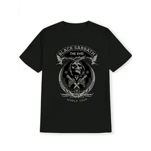 Men'S Black Sabbath "The End" Graphic T-Shirt - Rock Band Design, Short Sleeve Crew Neck, Casual Summer Top for Men