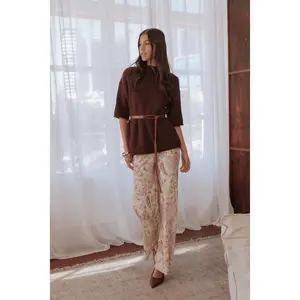 Rosalie Satin Pant - Brown Paisley