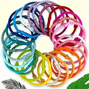 25pcs Deep and Light Color Sports Style Silicone Cross Bracelet Set, Multi-Layer Stackable Jewelry for Men and Women, Random Colors