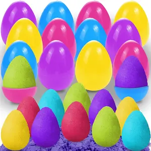 Pre Filled Easter Eggs with Magic Sand Inside - Set of 12 - Colorful Surprise Eggs for Kids in Assorted Vibrant Colors - Easter Egg Hunt Supplies - Easter Basket Stuffers